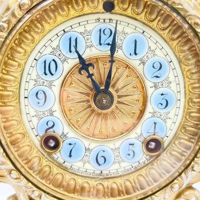 ANSONIA CLOCK COMPANY ~ Vtg. Gilded Brass Mantle Clock ~*Read Details