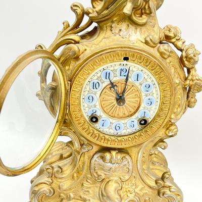 ANSONIA CLOCK COMPANY ~ Vtg. Gilded Brass Mantle Clock ~*Read Details