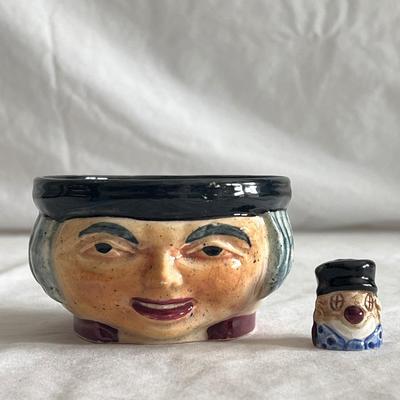 Shorter Pottery Toby Face Sugar Bowl and Sylvac Thimble (DR-DZ)