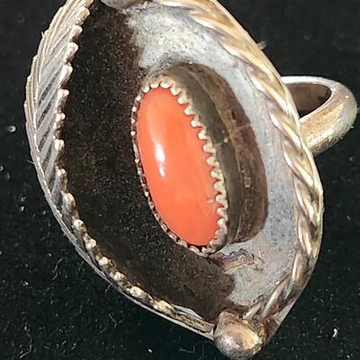 Coral Stone Leaf Design Ring