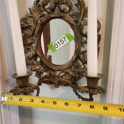 Vintage Victorian 2 Candle Mirror Sconce Wall Candle