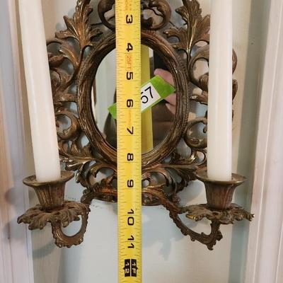 Vintage Victorian 2 Candle Mirror Sconce Wall Candle