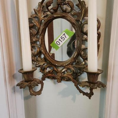 Vintage Victorian 2 Candle Mirror Sconce Wall Candle