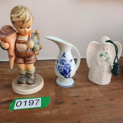 3 Pc Collector Lot Hummel 80Little Scholar Delft Mini Pitcher Belleek Angel Bell