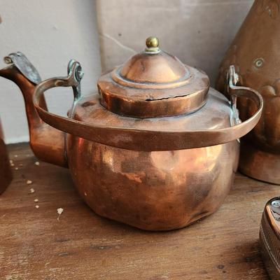 Large Copper Brass Collector Lot Cider Cup Tea pots Hammered Copper Jar