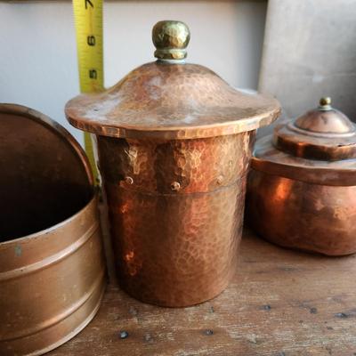 Large Copper Brass Collector Lot Cider Cup Tea pots Hammered Copper Jar