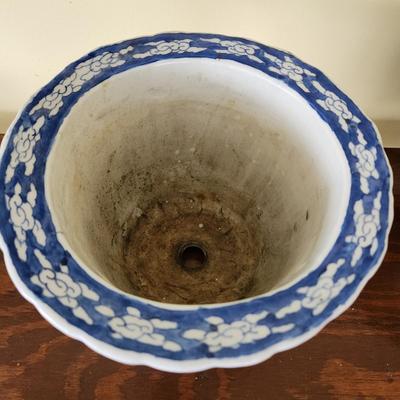 Large Footed Blue White Planter Pot