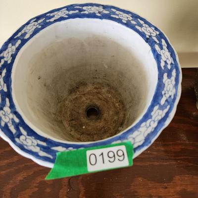 Large Footed Blue White Planter Pot
