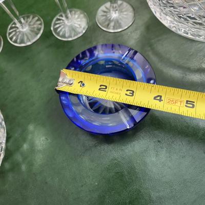Crystal Glass Cut Glass Lot Waterford Crystal Glasses Bowl Blue Cut to clear Ashtray