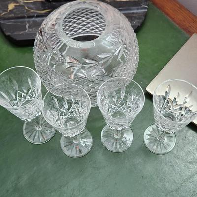 Crystal Glass Cut Glass Lot Waterford Crystal Glasses Bowl Blue Cut to clear Ashtray