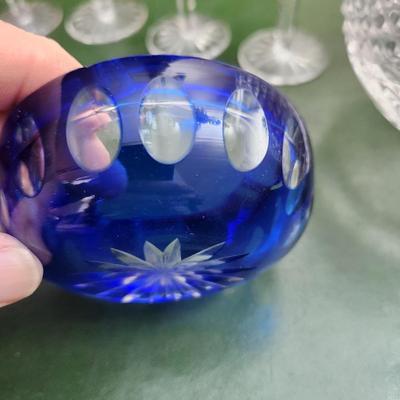 Crystal Glass Cut Glass Lot Waterford Crystal Glasses Bowl Blue Cut to clear Ashtray