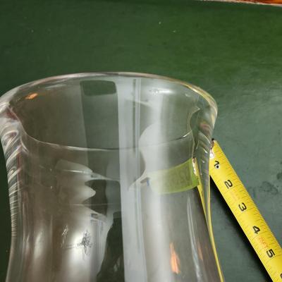 Large Heavy Clear Glass Flared Ends Hurricane Lamp Candle Shade 18"