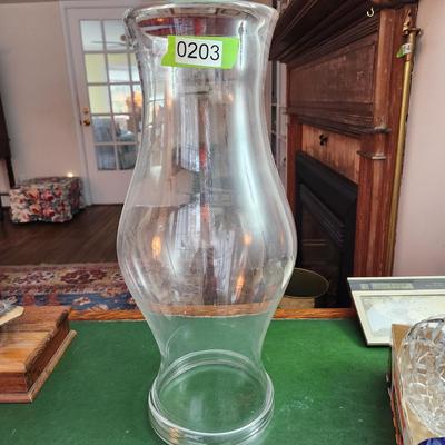 Large Heavy Clear Glass Flared Ends Hurricane Lamp Candle Shade 18"
