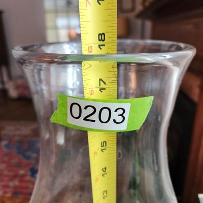 Large Heavy Clear Glass Flared Ends Hurricane Lamp Candle Shade 18"