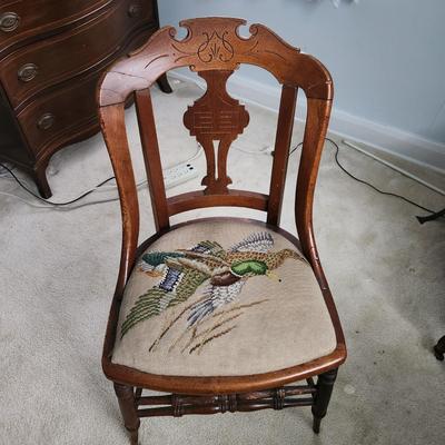 Antique Parlor Chair Duck embroider Seat