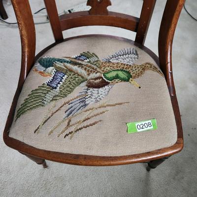 Antique Parlor Chair Duck embroider Seat