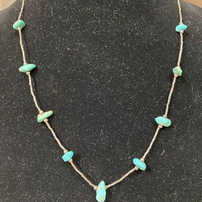 Silver and Turquoise Heishi Necklace