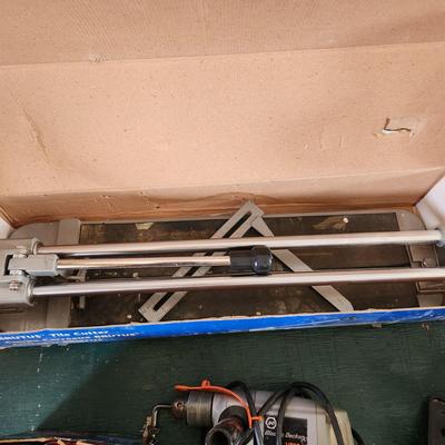 Tool Lot Tile Cutter Makita Sander B&D Drill and Saw