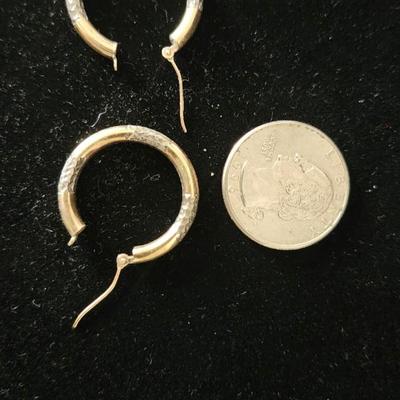 Stamped Hoop earrings - 10K Gold