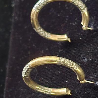 Stamped Hoop earrings - 10K Gold