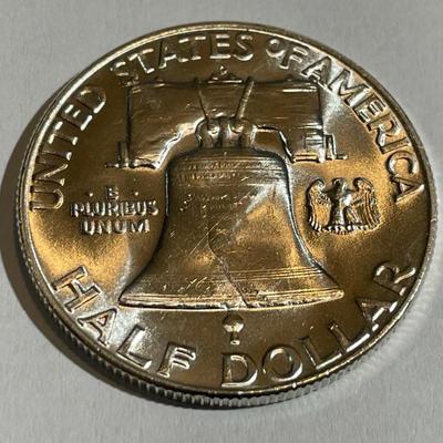 1953-D Uncirculated Condition Franklin Silver Half Dollar as Pictured.