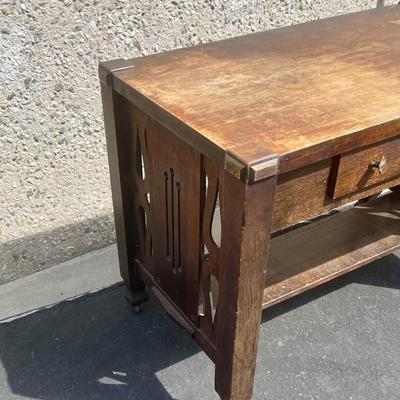 Vintage Wood Desk with Drawer