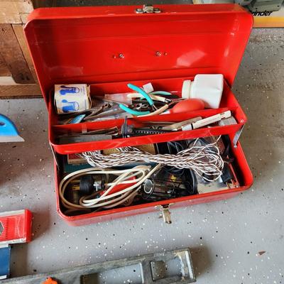 Tool Lot Levels Paint Sprayer tool box Wood Storage box Paint supplies