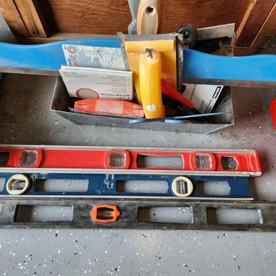 Tool Lot Levels Paint Sprayer tool box Wood Storage box Paint supplies