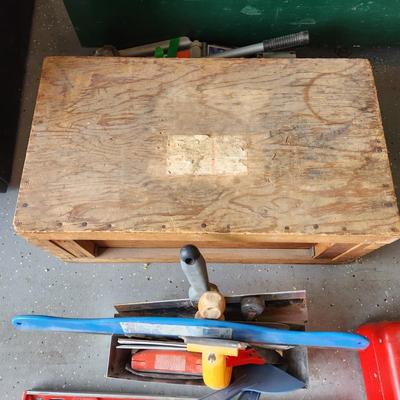 Tool Lot Levels Paint Sprayer tool box Wood Storage box Paint supplies