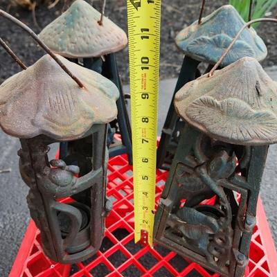 5 Cast Metal Lanterns Candle Holders