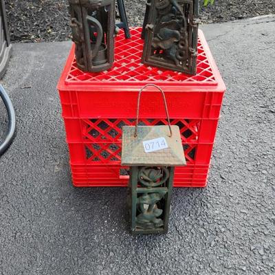 5 Cast Metal Lanterns Candle Holders