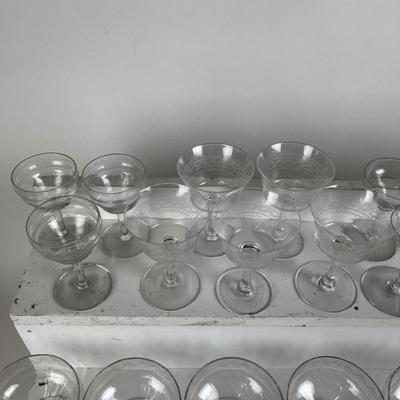 1075 Antique Depression Etched Glass Lot 44pcs