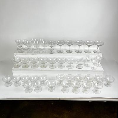 1075 Antique Depression Etched Glass Lot 44pcs