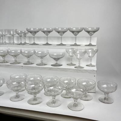 1075 Antique Depression Etched Glass Lot 44pcs