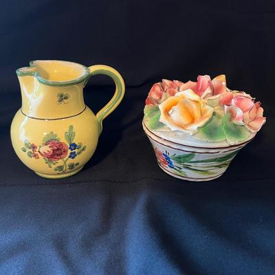 Unique Ceramic Pitcher and Covered Dish (D-MK)