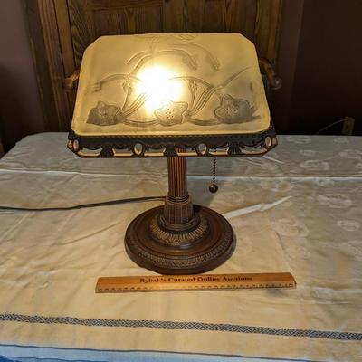 Vintage Bronze Tone Bankers Lamp