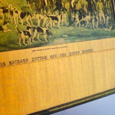 Brass Floor Lamp with Marble Base & Hunt Scene Shade (LR-DW)