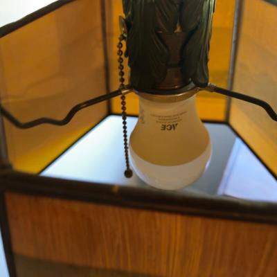Brass Floor Lamp with Marble Base & Hunt Scene Shade (LR-DW)