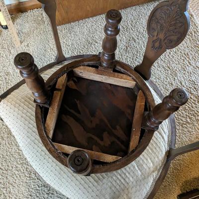 Edwardian Carved Maple Tub Chair w/ Foot Stool