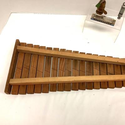 1095 Vintage Wooden Xylophone & Bird Whistle