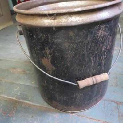 Vintage Metal Bucket Pail W/Wood Handle Primitive Rustic Farm Antique Decor by RHEEM