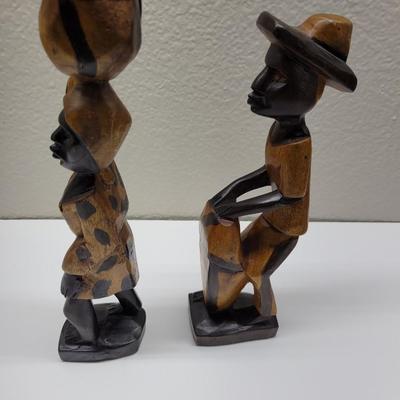 African wood figurine couple.