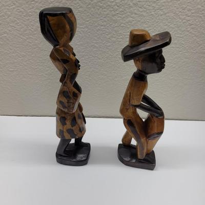 African wood figurine couple.