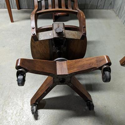 Antique Vintage Oak Desk Office Chair
