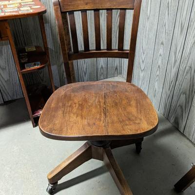 Antique Vintage Oak Desk Office Chair