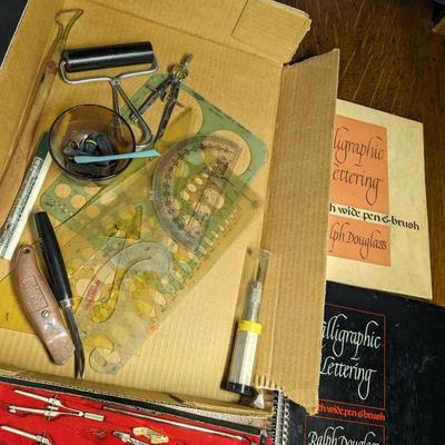 Collection of Drafting, etc Tools and Materials
