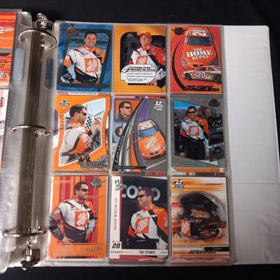 3 RING BINDER W/TONY STEWART TRADING CARDS