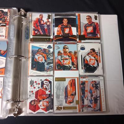 3 RING BINDER W/TONY STEWART TRADING CARDS
