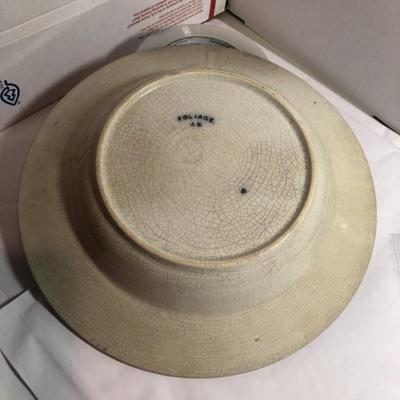 Antique James Edwards Ironstone Transfer Bowl FOLIAGE Back is marked Foliage J.E. and impressed w/James Edwards Ironstone Seal.