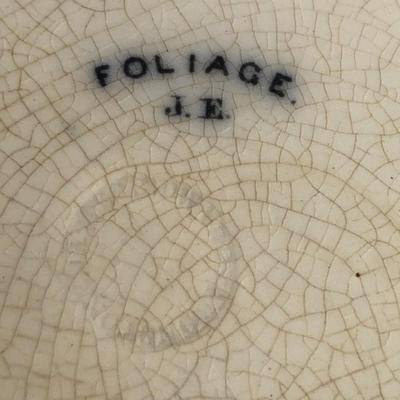 Antique James Edwards Ironstone Transfer Bowl FOLIAGE Back is marked Foliage J.E. and impressed w/James Edwards Ironstone Seal.